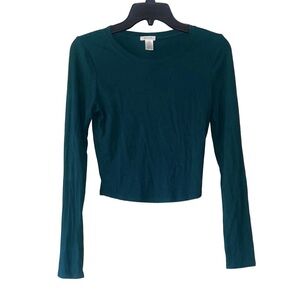 Bozzolo green Long Sleeve Crop Top